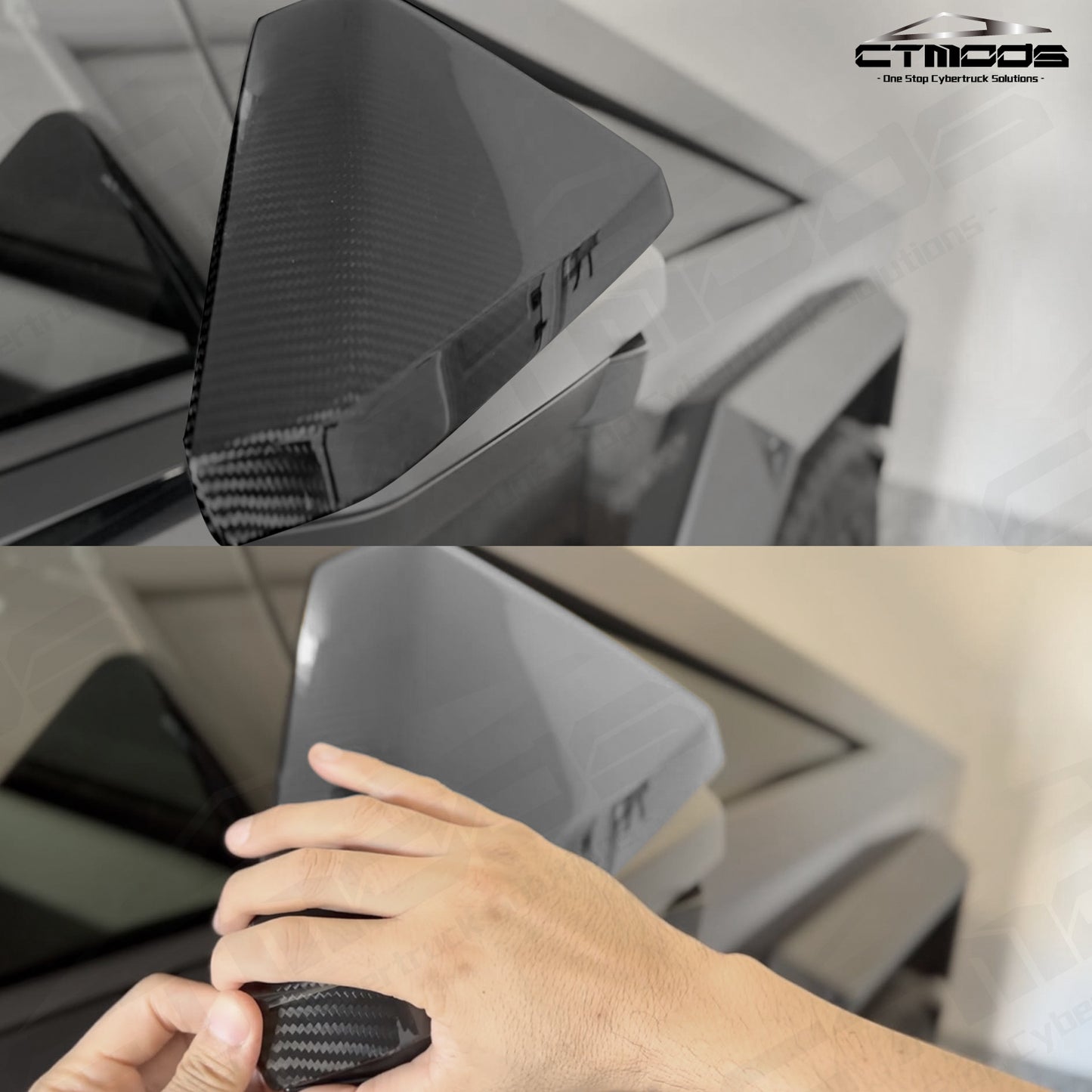 Real Carbon Fiber Side View Mirror Covers for Cybertruck, Left and Right Set | CTmods