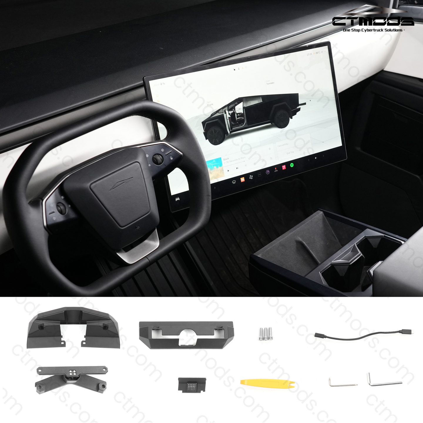 Tesla 2024 Cybertruck Accessories Screen Swivel Mount Kit Center Console Navigation Screen Rotating CTmods®