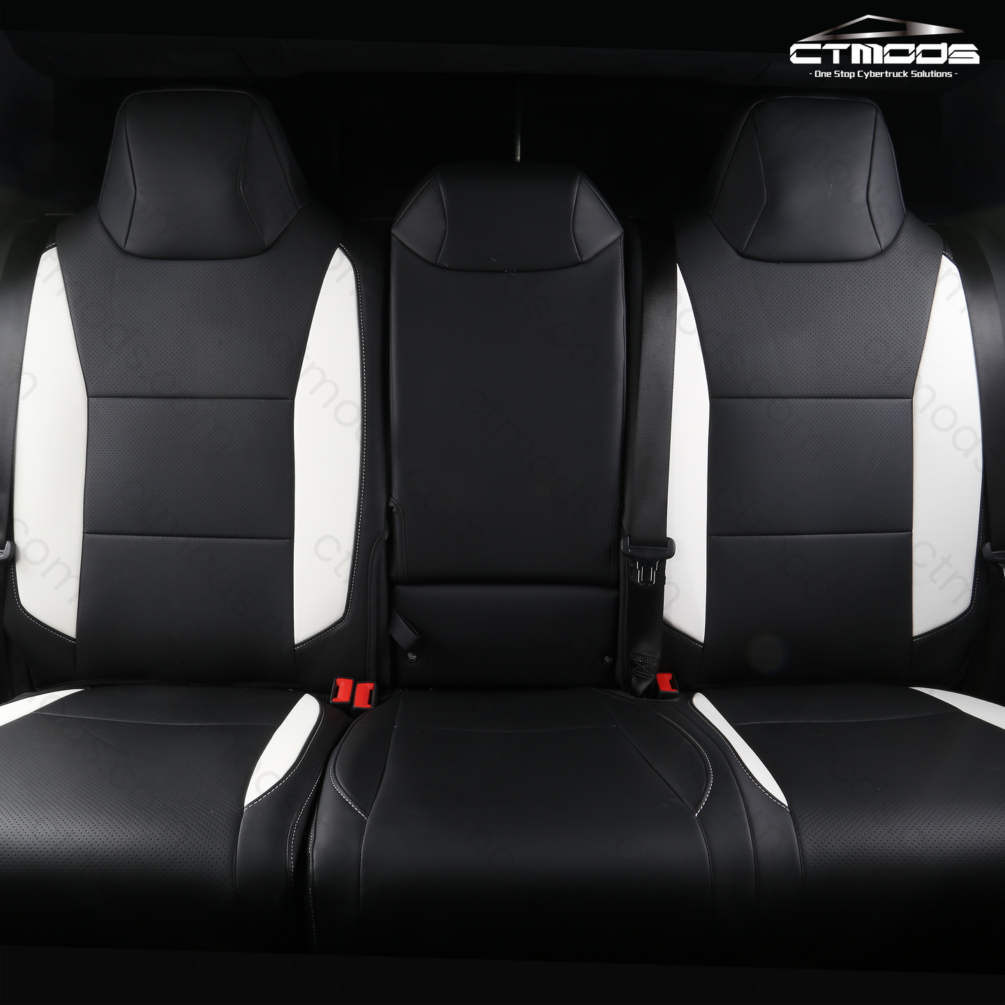 Seat Covers NAPPA Leather Full Coverage Seat Protector (Black/White) Cybertruck CTmods