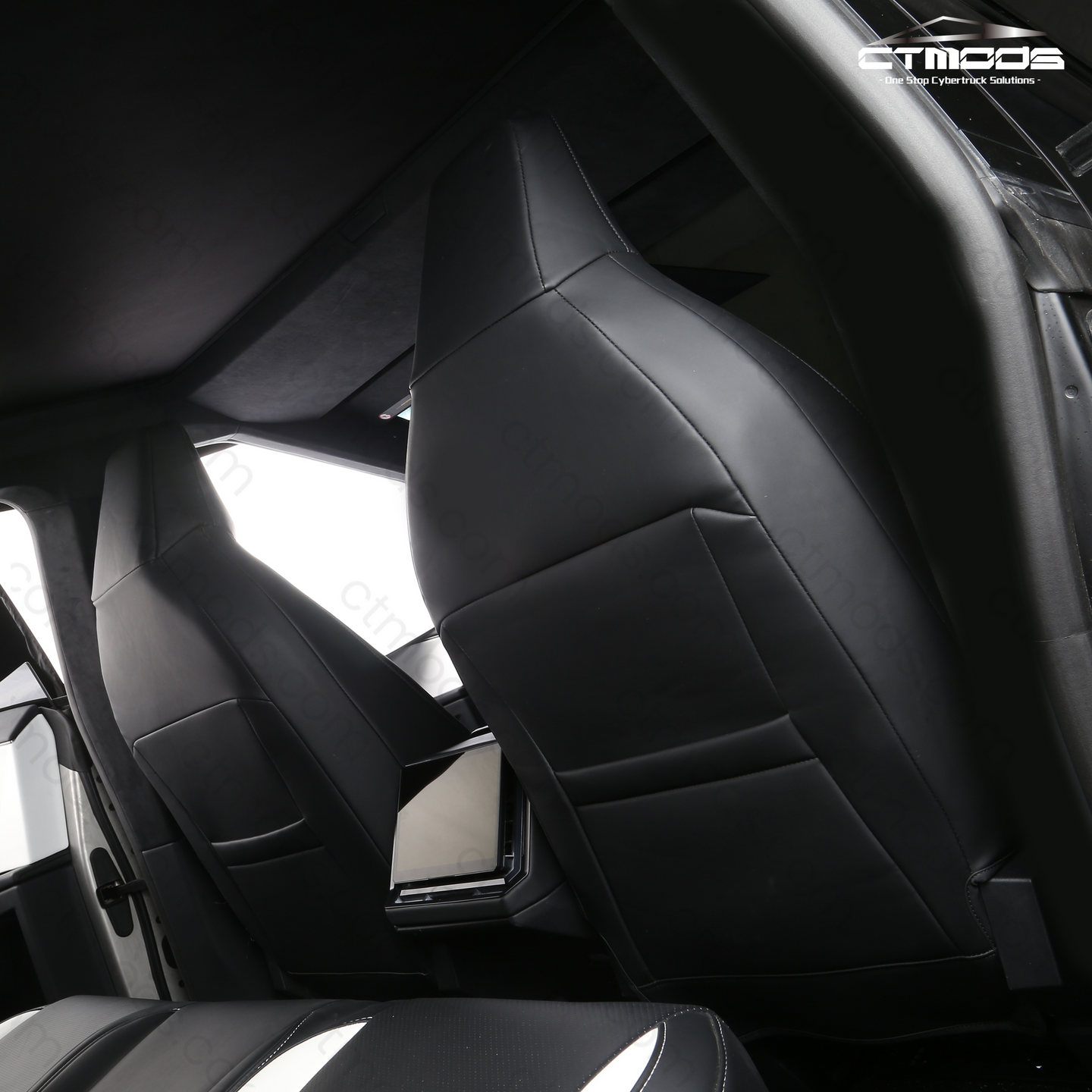 Seat Covers NAPPA Leather Full Coverage Seat Protector (Black/White) Cybertruck CTmods