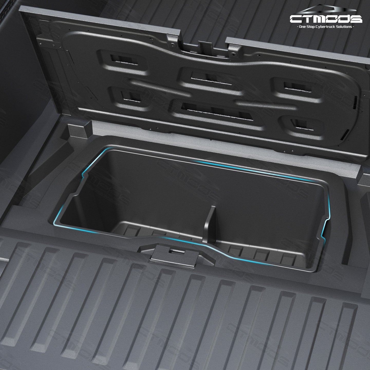 Tesla Cybertruck Accessories Rear Underseat Storage Tool Box Rear Under Trunk Floor Mat Dividers Transport Organizer CTmods®