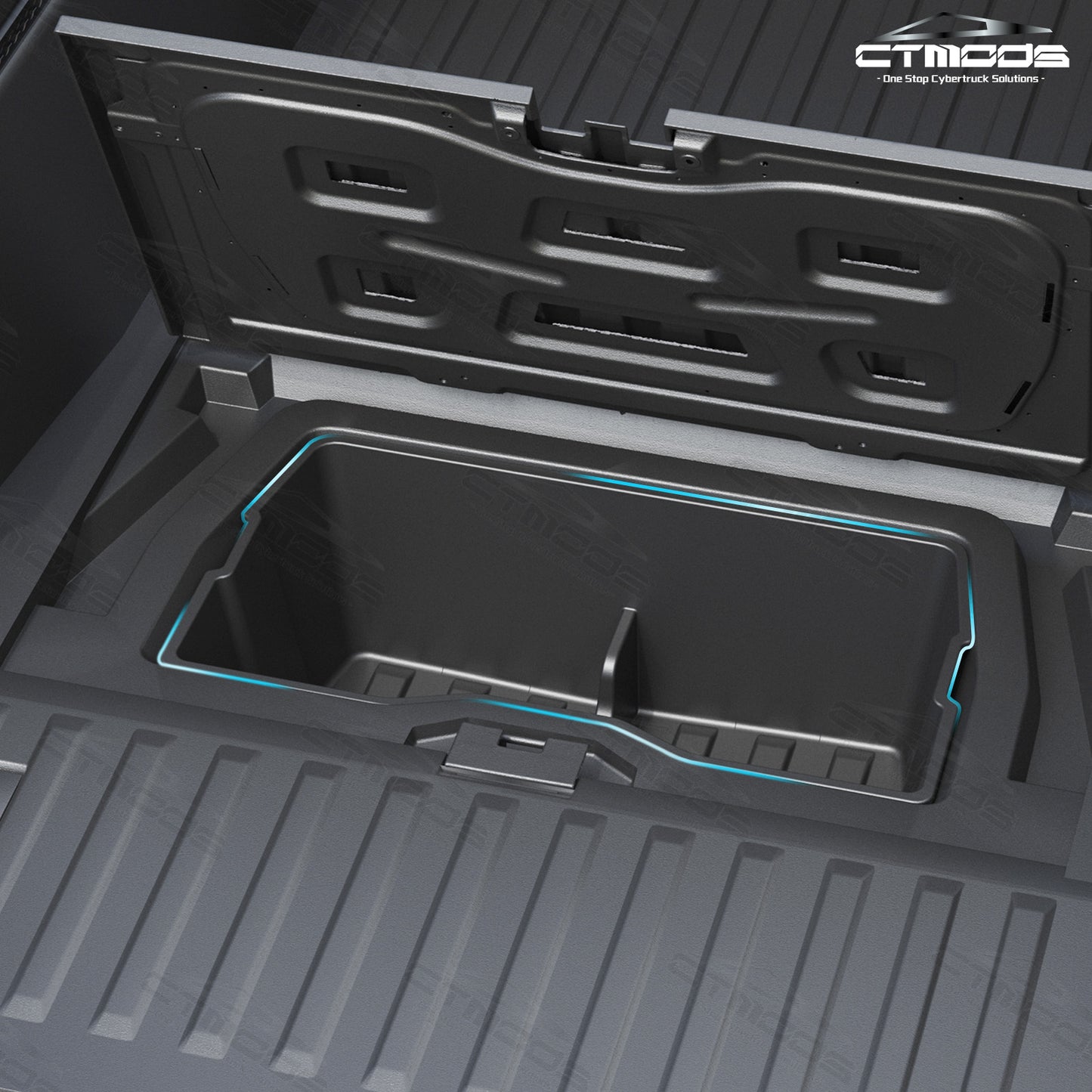 Tesla Cybertruck Accessories Rear Underseat Storage Tool Box Rear Under Trunk Floor Mat Dividers Transport Organizer CTmods®