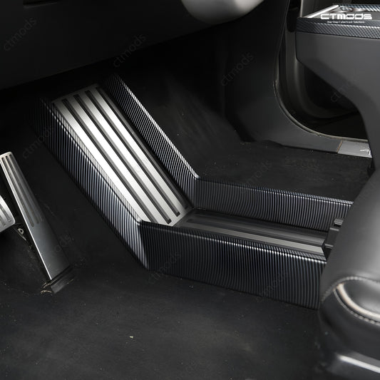 Tesla Cybertruck Accessories Lower Center Console Side Trim Covers CTmods® (Carbon Fiber Pattern ABS)