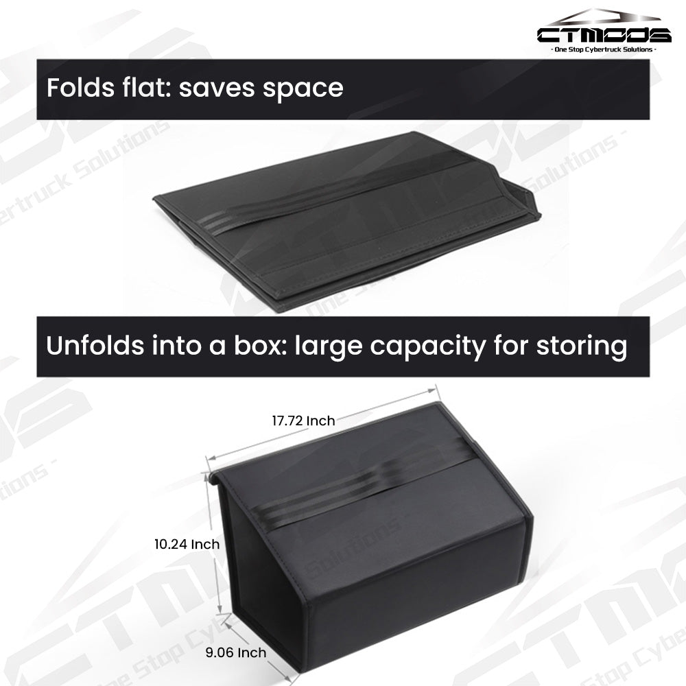 Cybertruck Underseat Storage Box Foldable Leather Organizer Bin Bag CTmods