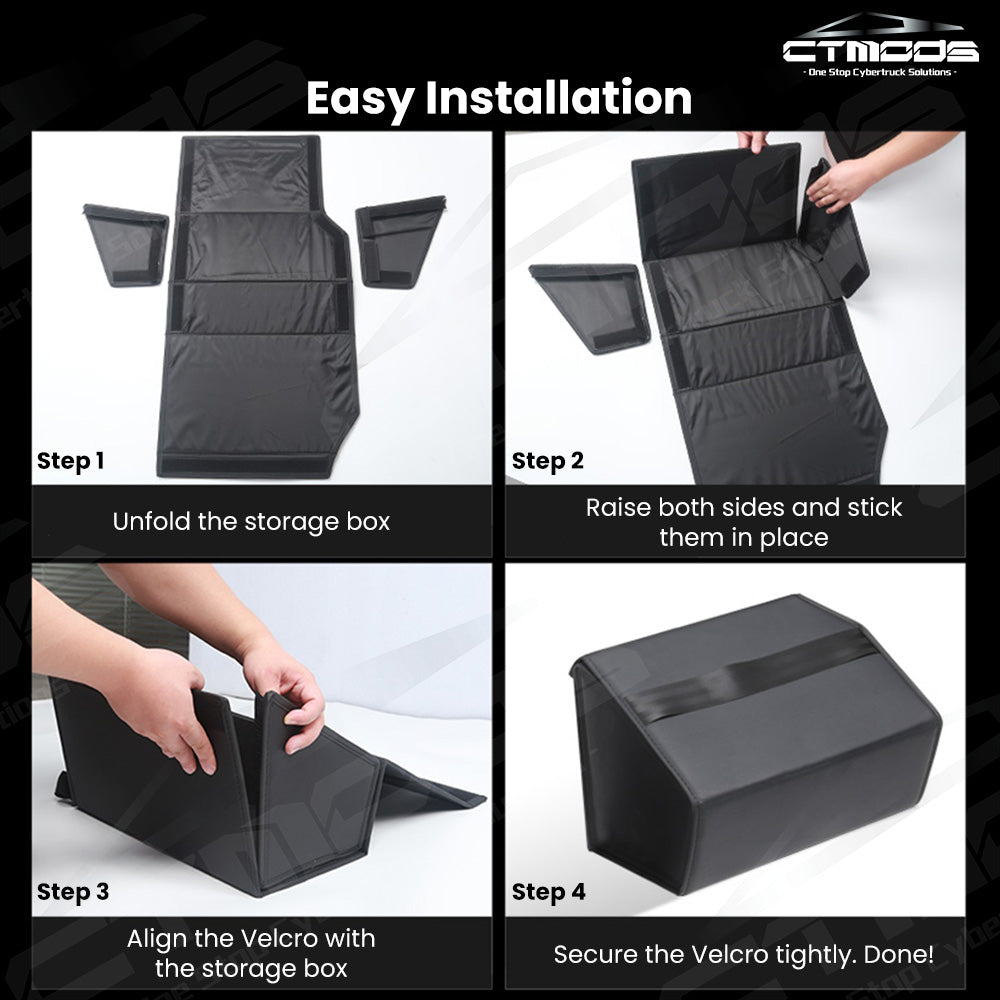 Cybertruck Underseat Storage Box Foldable Leather Organizer Bin Bag CTmods