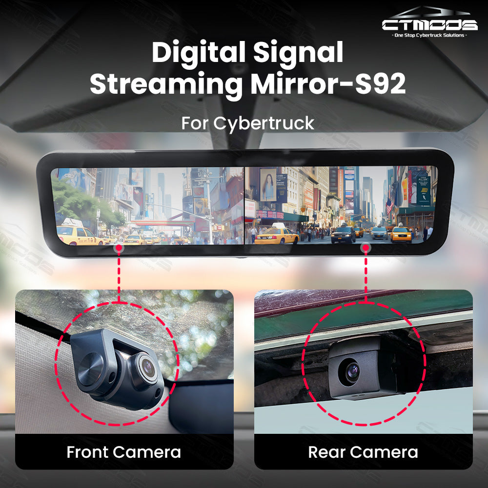 Streaming Rearview Mirror Recorder 1080P HD DVR Dual Way Video Recorder with LVDS Signal WiFi Anti Glare CTmods®